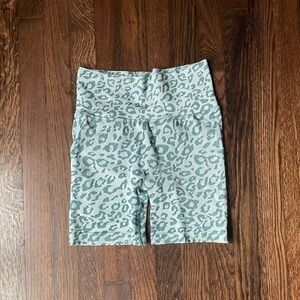 Amazon blue/green leopard print shorts